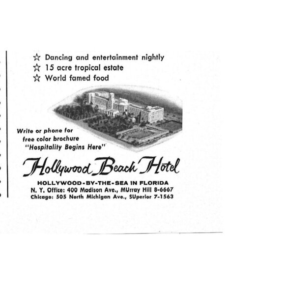 Hollywood Beach Hotel Resorts Florida 1950s Vintage Print Ad - Picture 2 of 4
